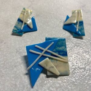 Vintage Sledd Winger Fuse Glass Earrings & Brooch